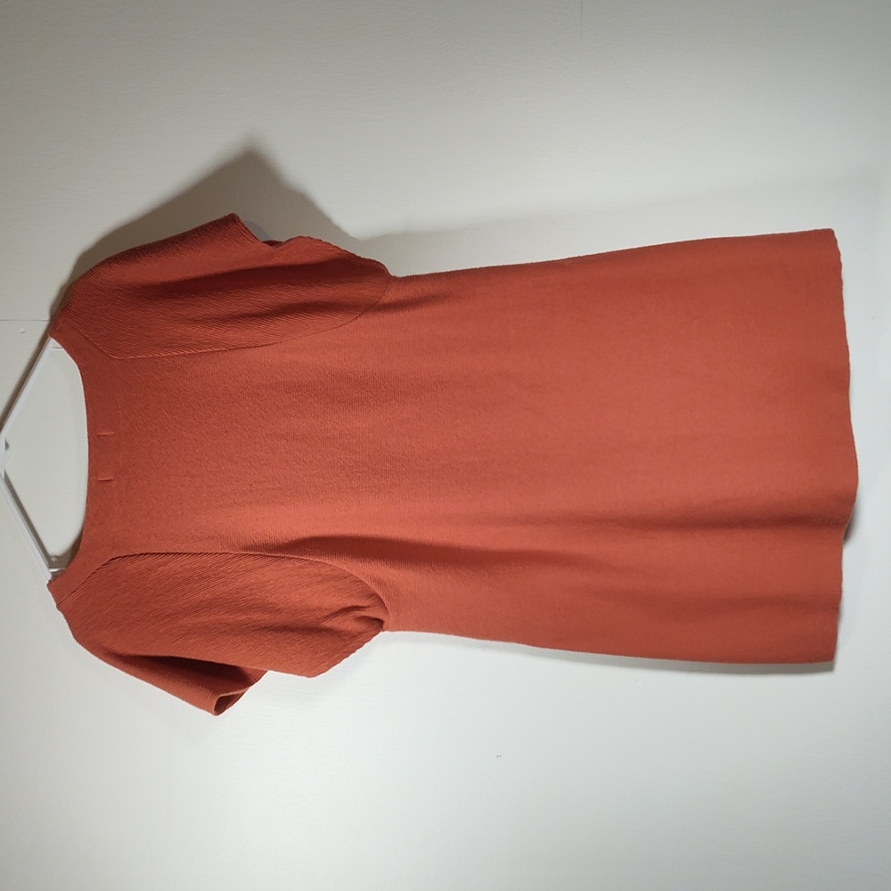 Madewell Texture & Thread Square Neck Ribbed Orange Dress S - Picture 5 of 12